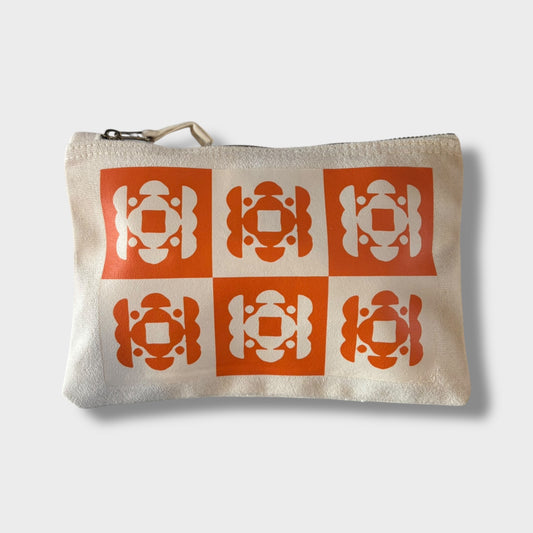 Orange Checkerboard Canvas Pouch