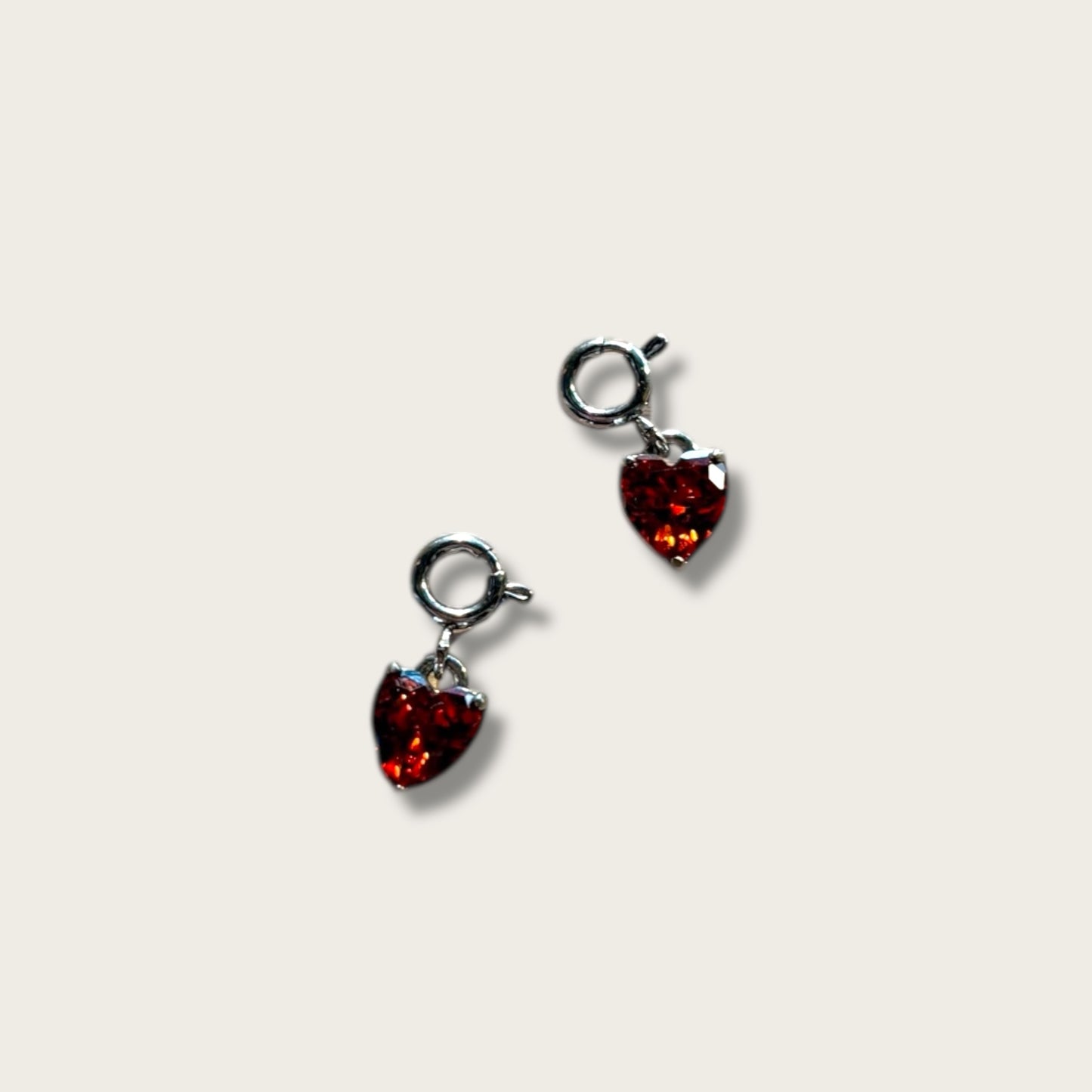 Heart Gem Charm 1pc - Stainless Steel