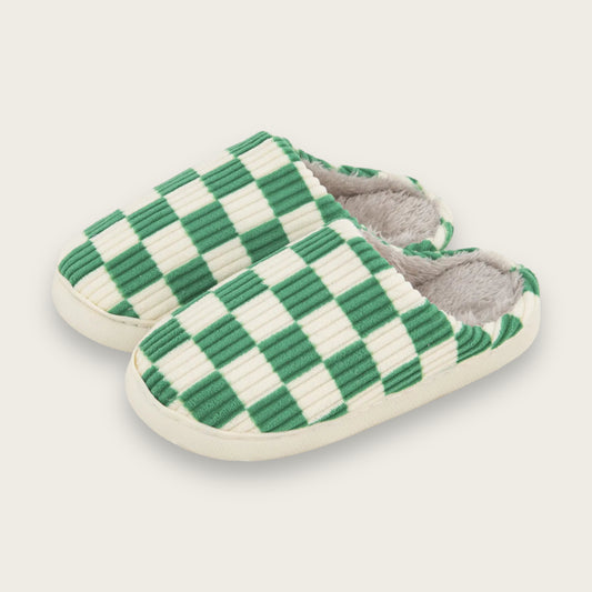 Green Checkerboard Slippers