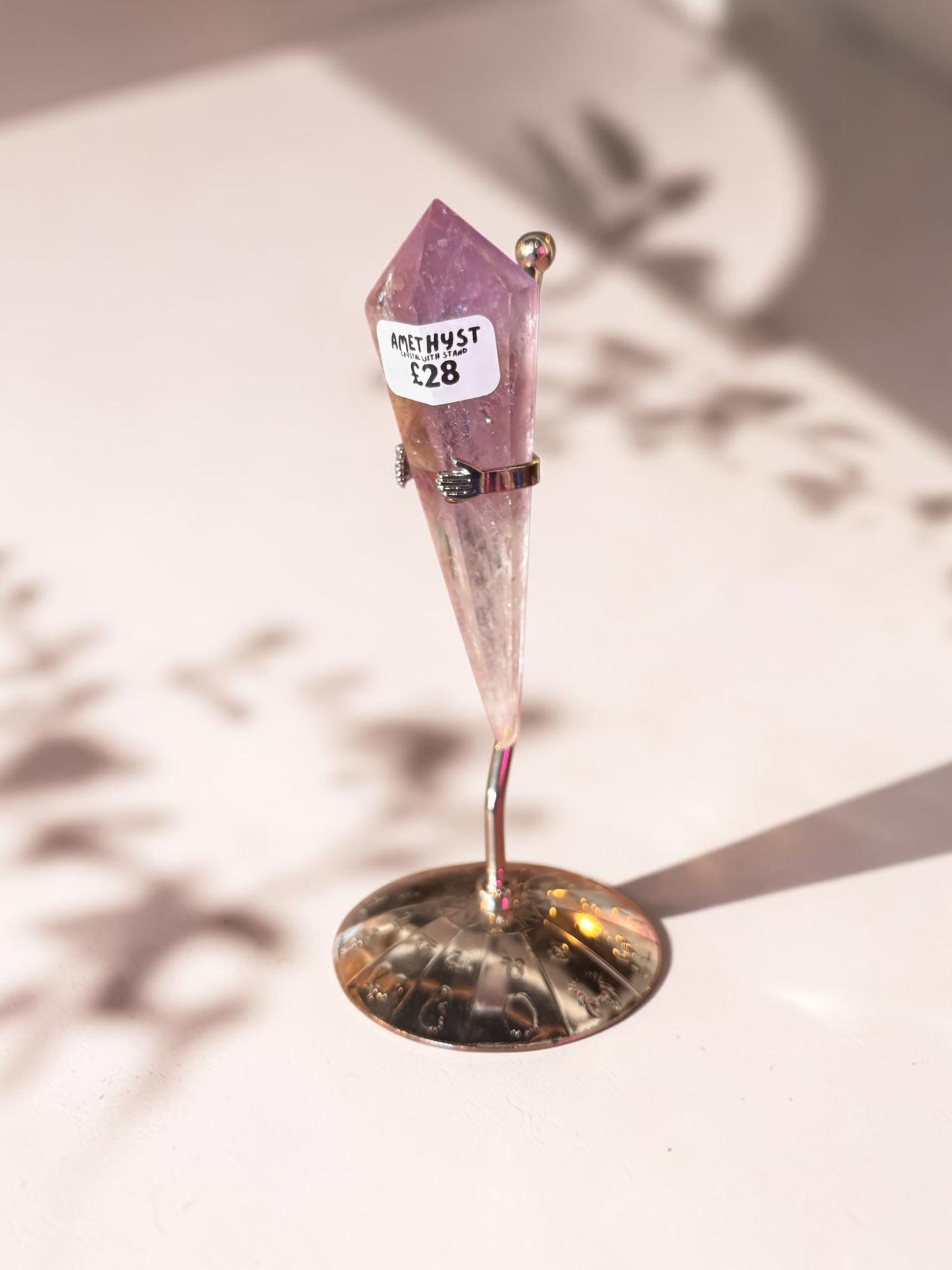 Amethyst Crystal Wand with zodiac stand