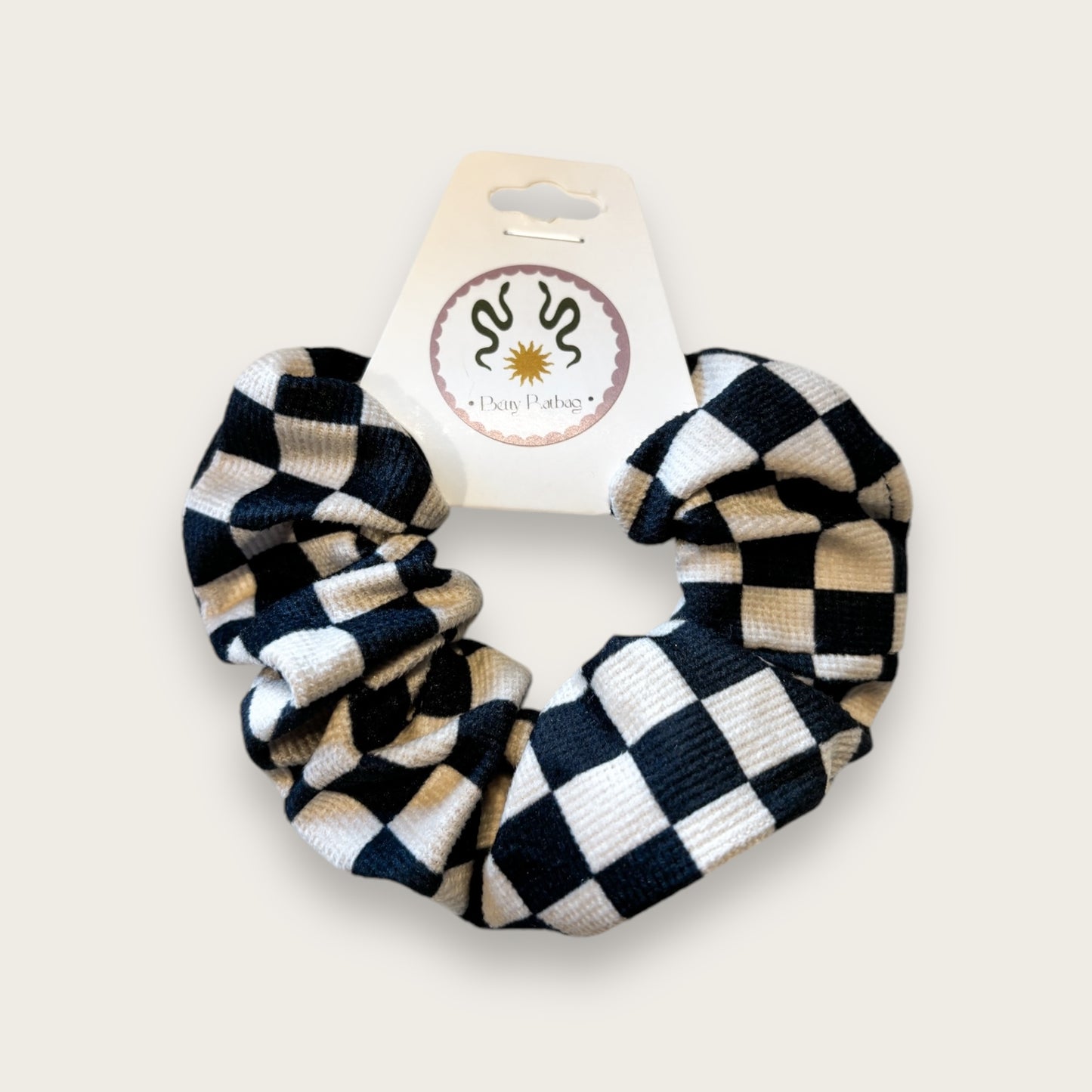 Checkerboard Velvet Scrunchy