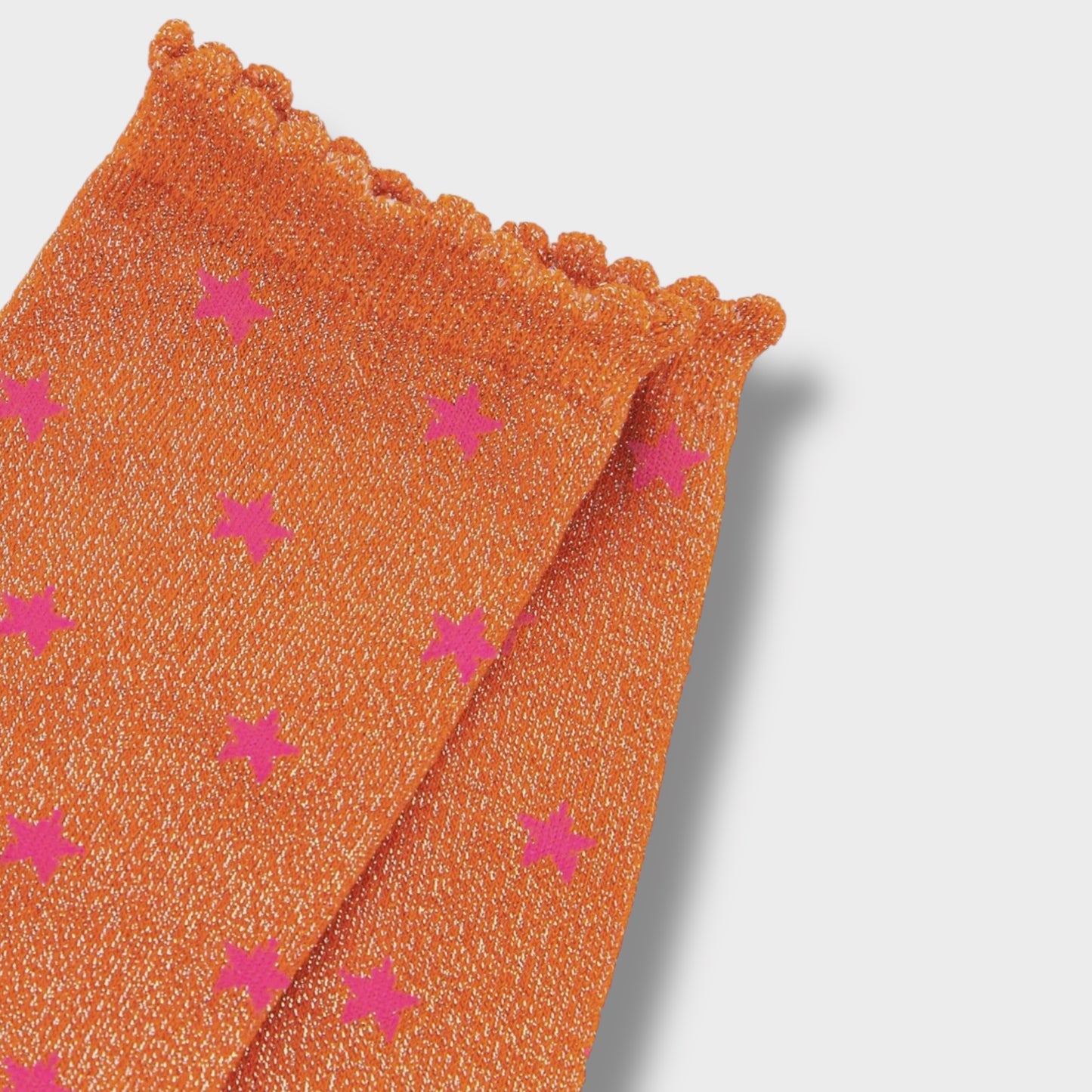 Womens Star Print Cotton Glitter Socks in Orange