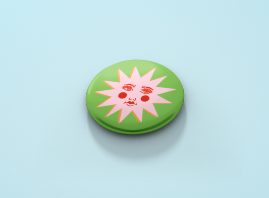 Sun - Green Button Badge