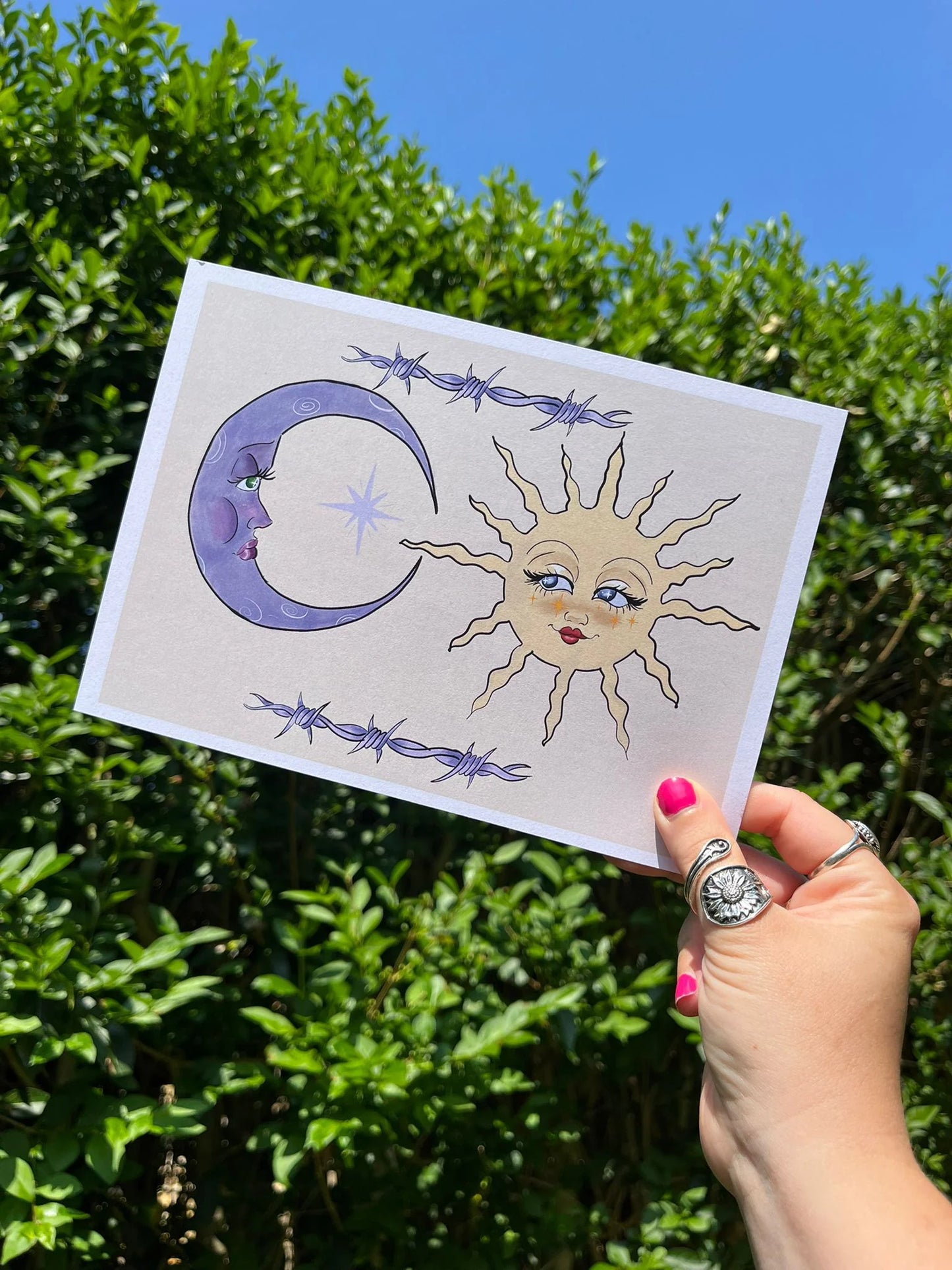 Barbed Wire Sun & Moon A5 Print