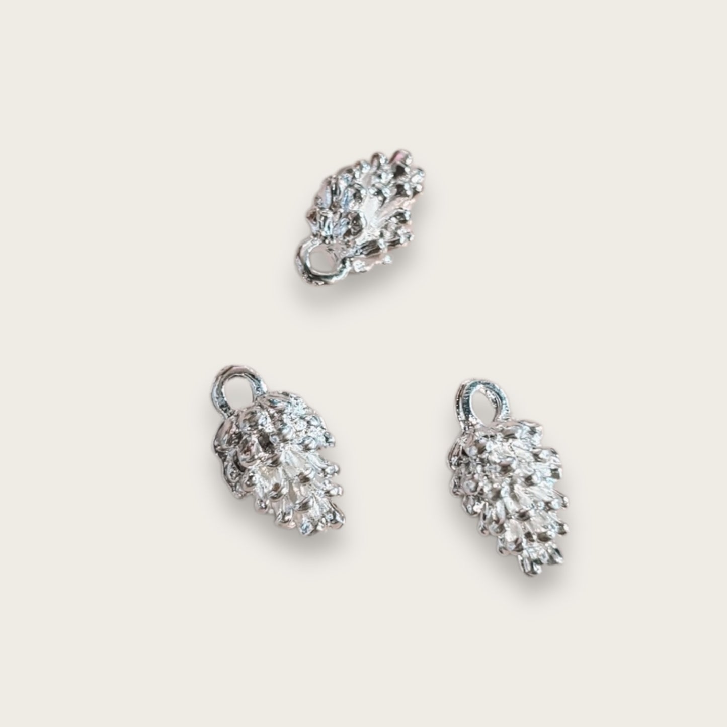 Pinecone Charm 1pc - Silver Tone