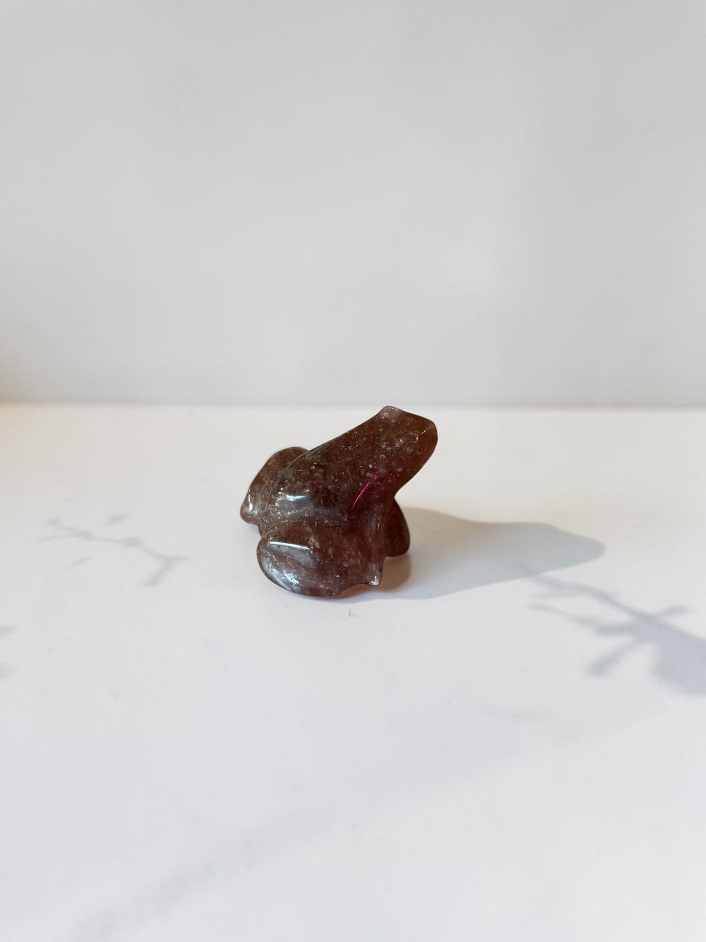 Strawberry Quartz Crystal Frog Carving