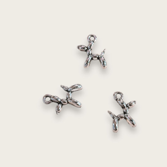 Ballon Dog Charm 1pc - Silver Tone