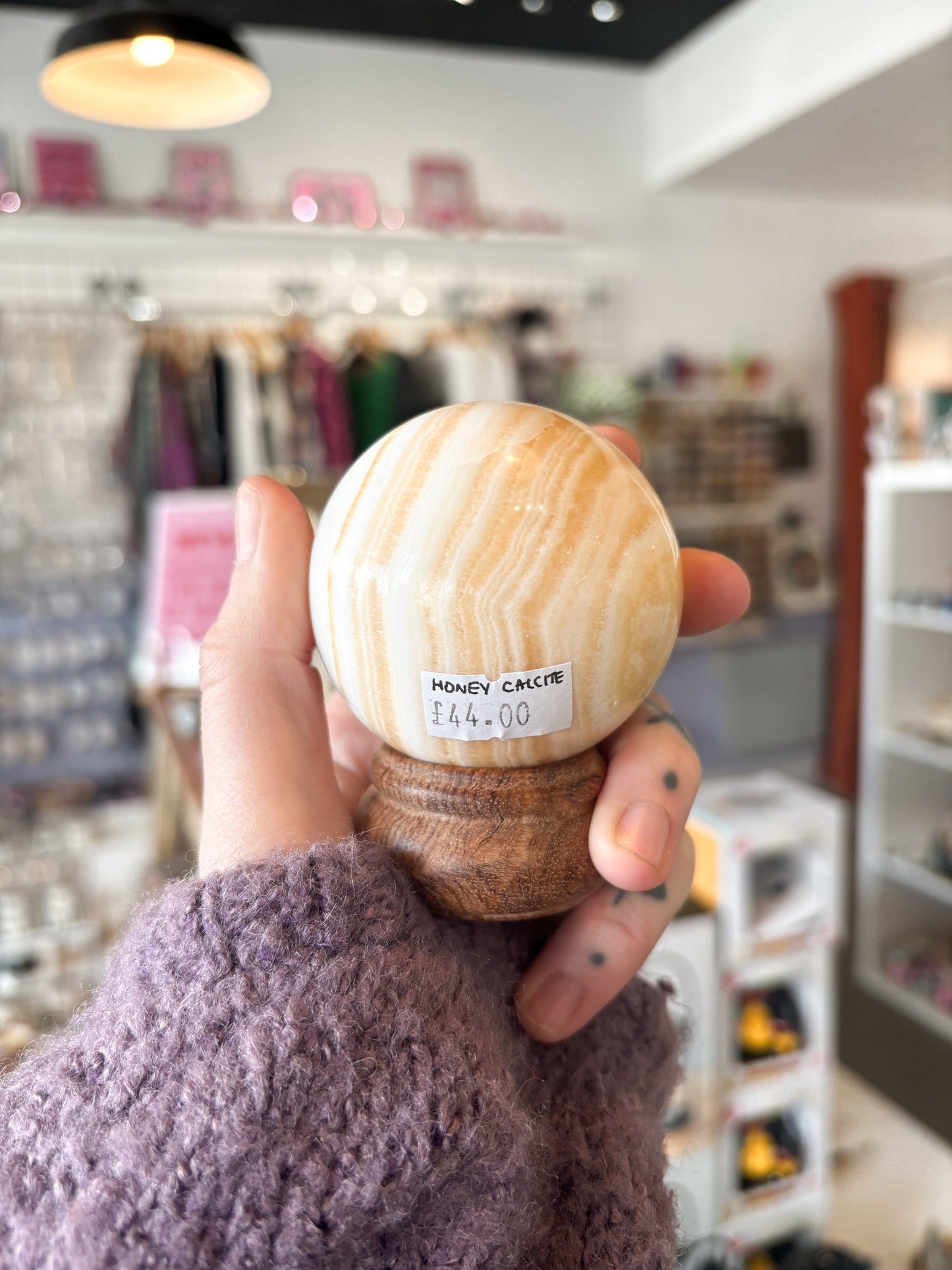 Honey Calcite Sphere With Stand