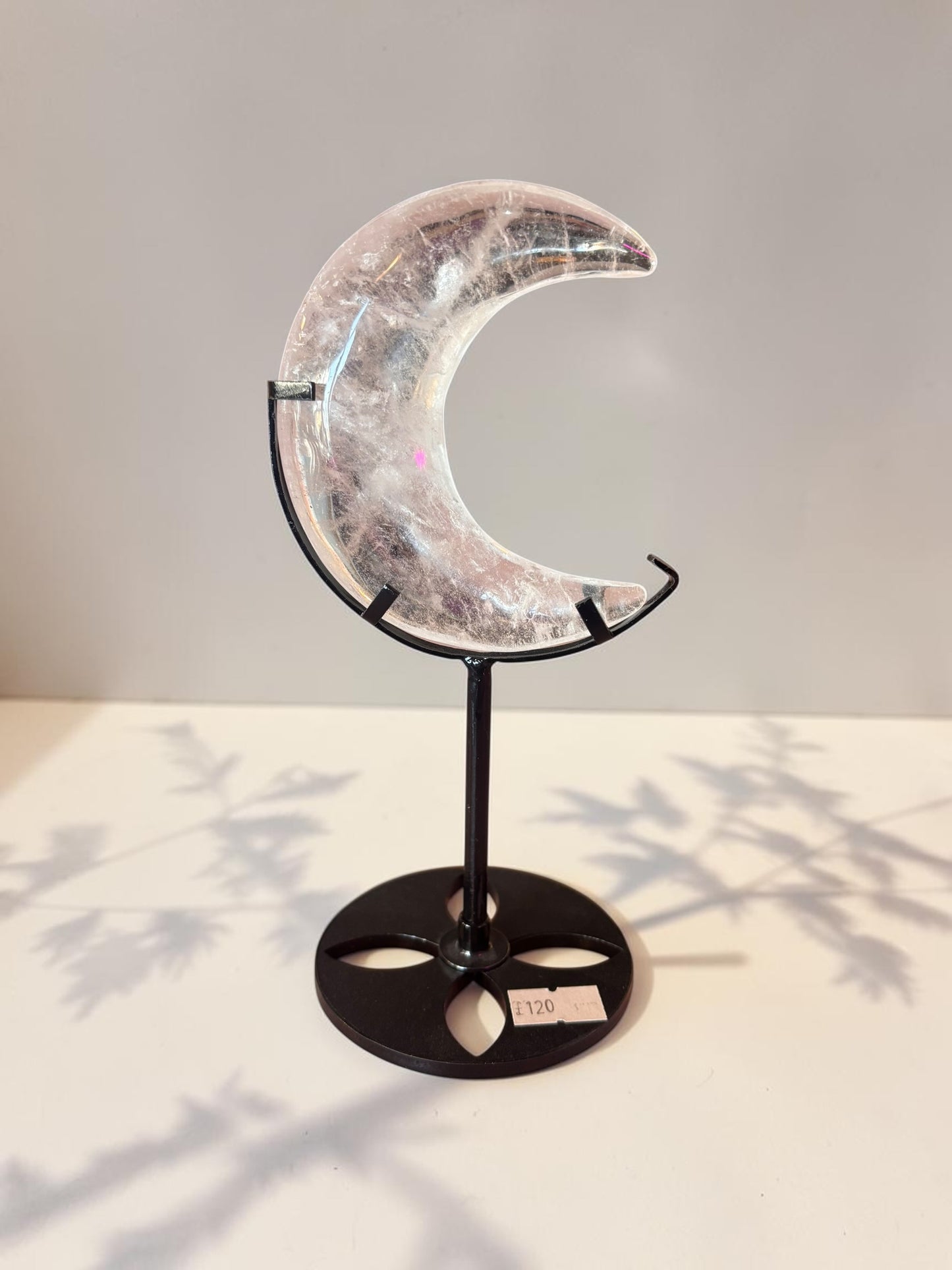 Clear Quartz Crystal Moon Carving with stand