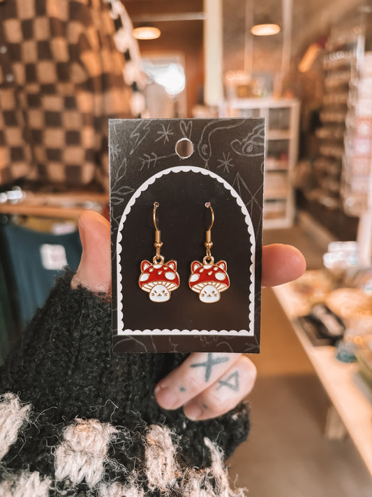 Toadstool Kitty Earrings