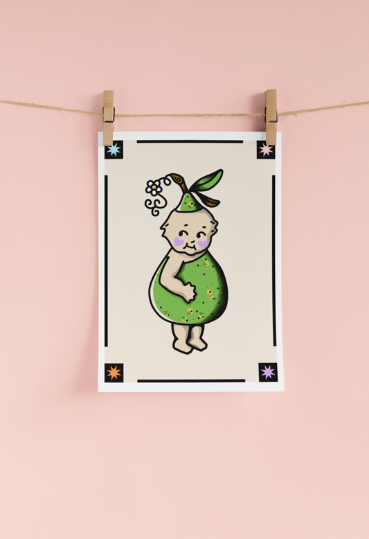 Pear Kewpie Print A5
