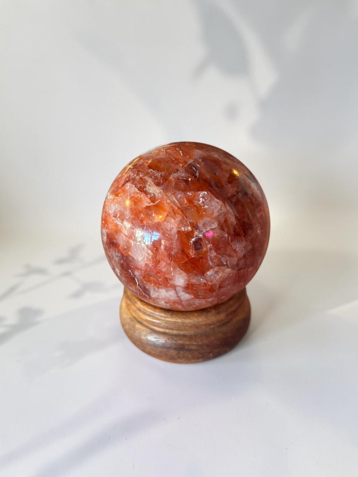 Fire Quartz Crystal Sphere with stand
