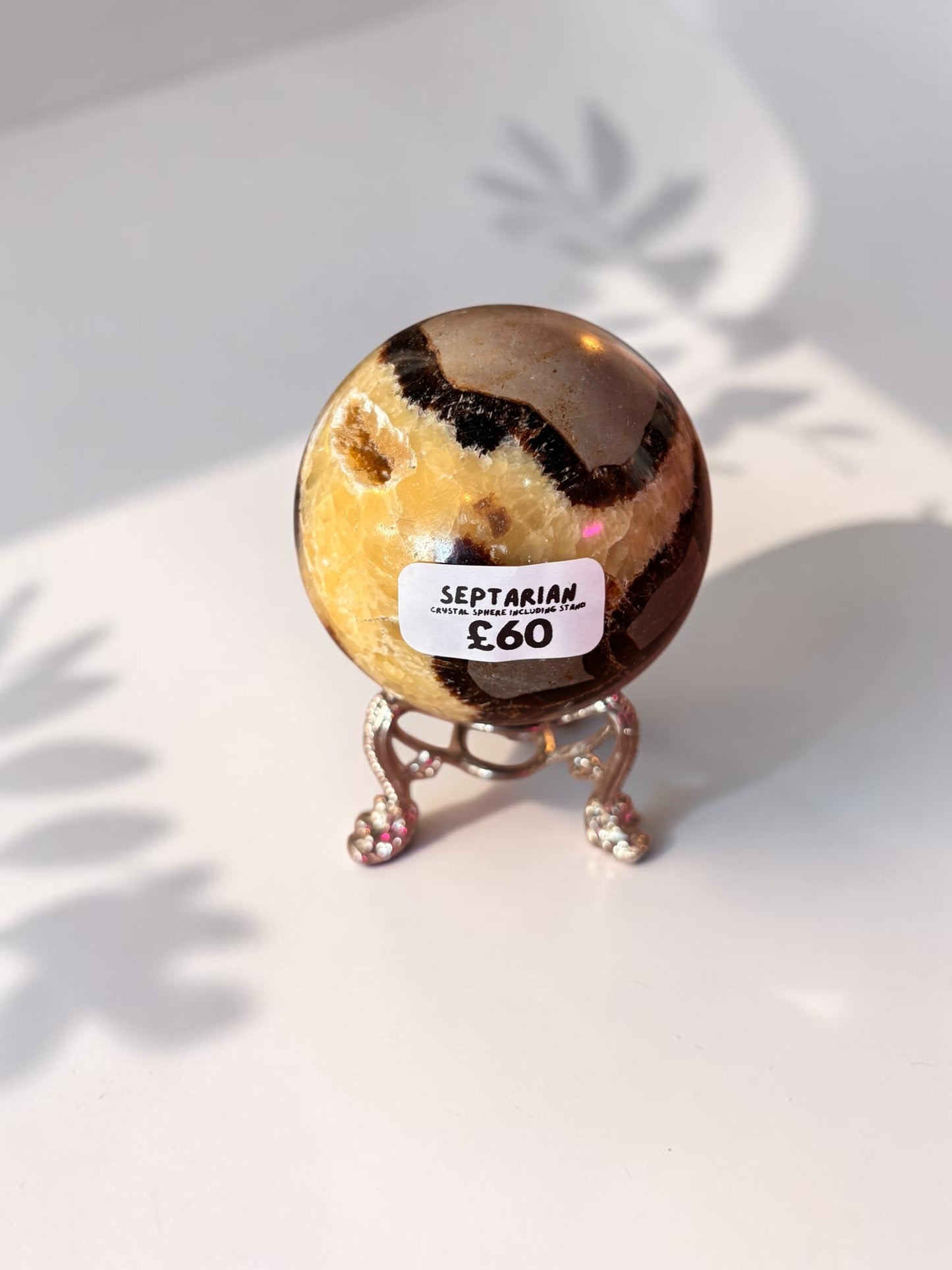 Septarian Crystal Sphere with stand