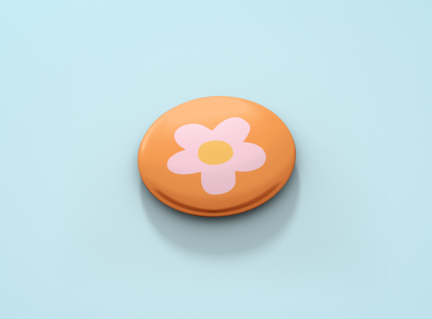 Flower - Orange Button Badge