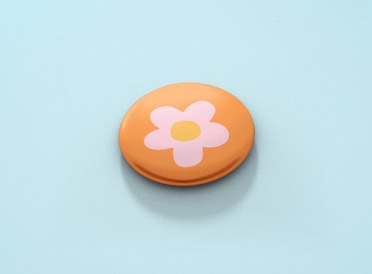 Flower - Orange Button Badge