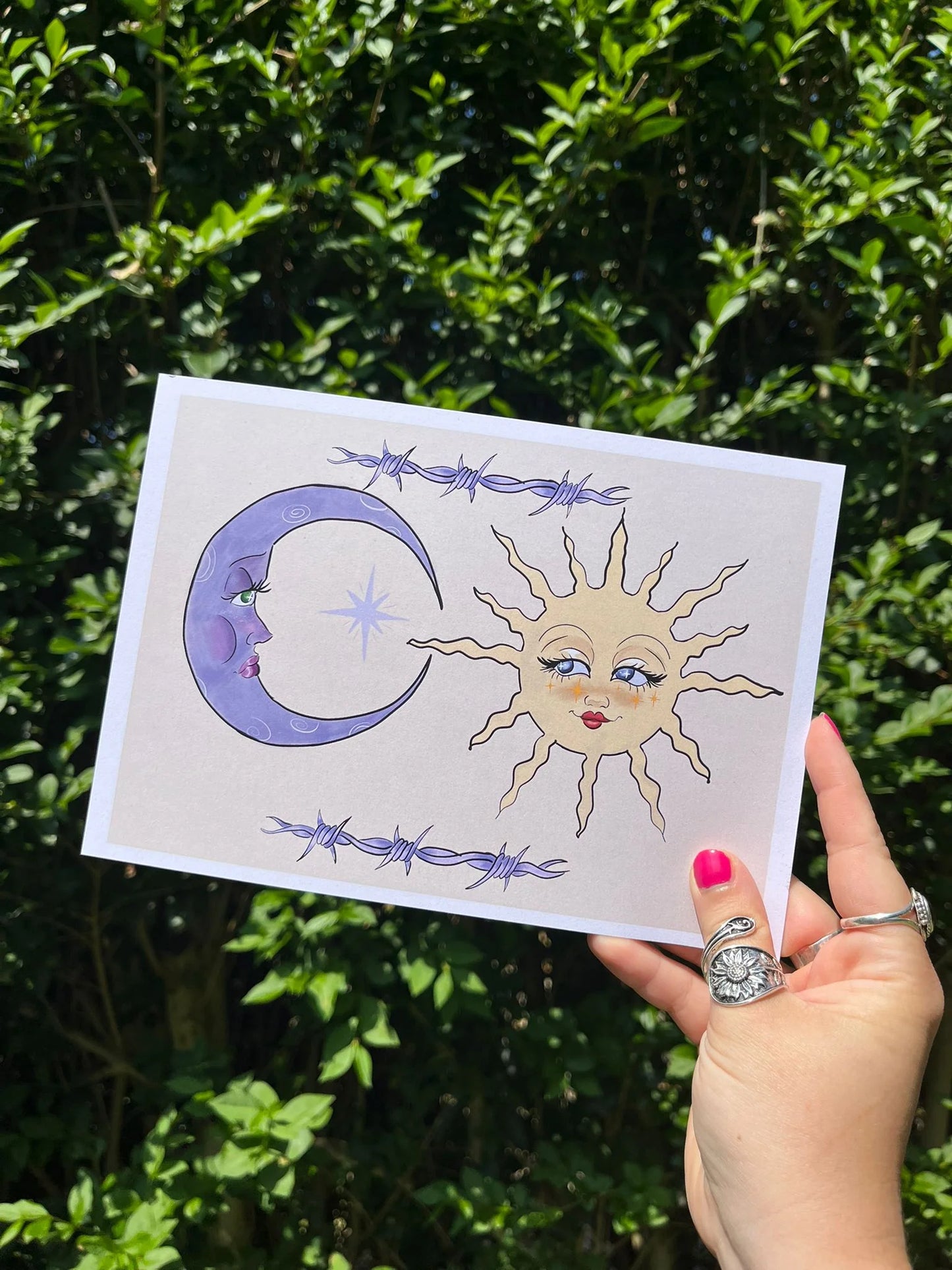 Barbed Wire Sun & Moon A5 Print