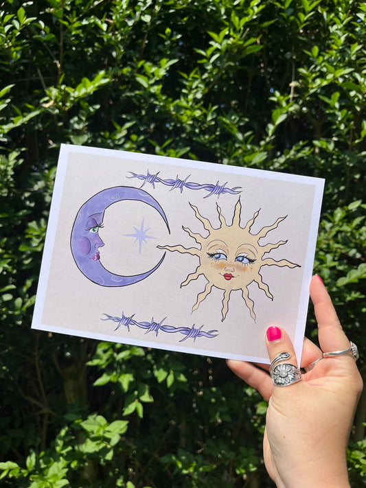 Barbed Wire Sun & Moon A5 Print