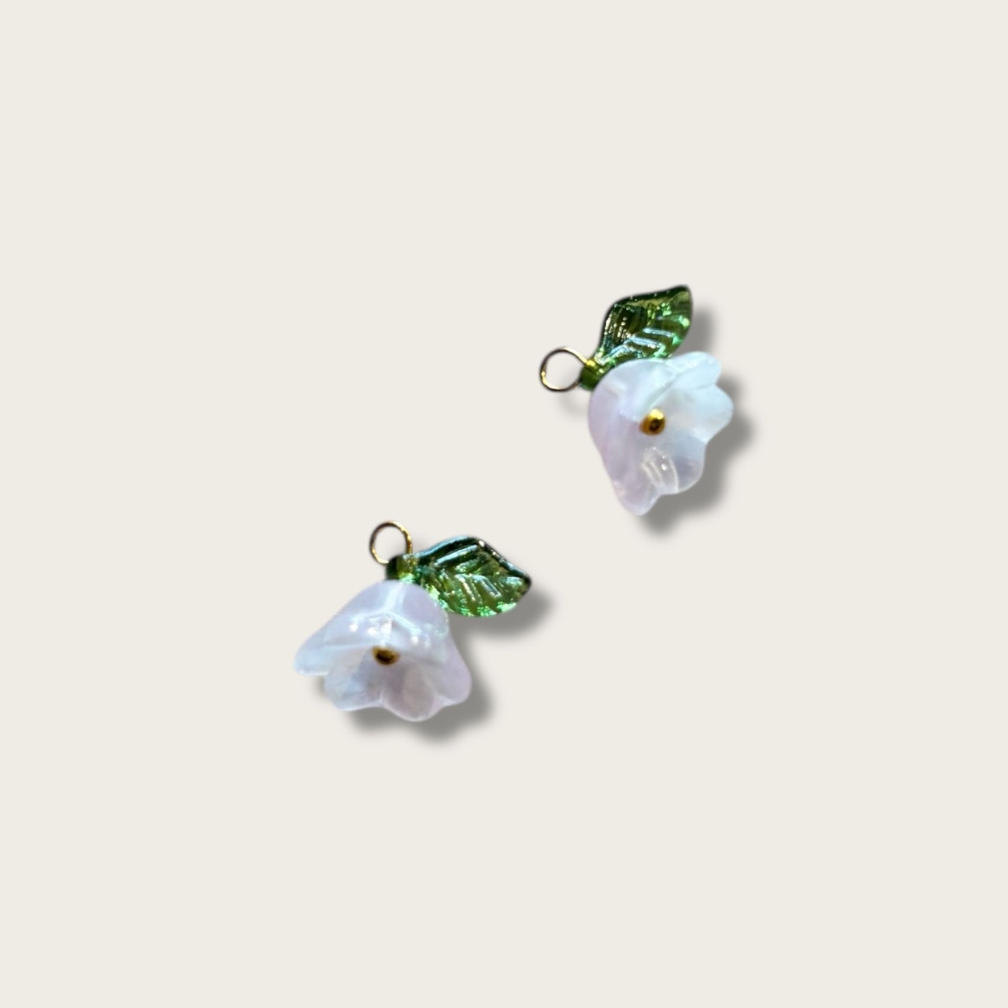 Glass Flower Charm 1pc - Gold Tone