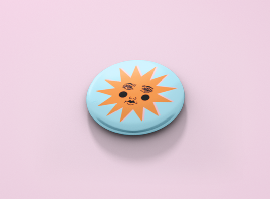 Sun - Blue Button Badge