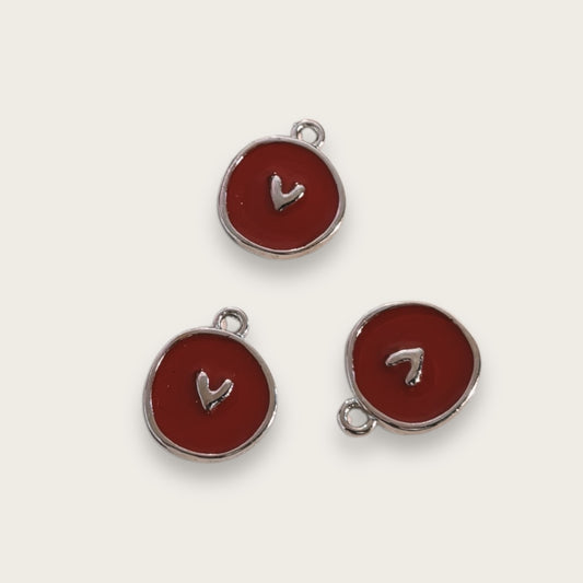 Red Heart Charm 1pc - Silver Tone