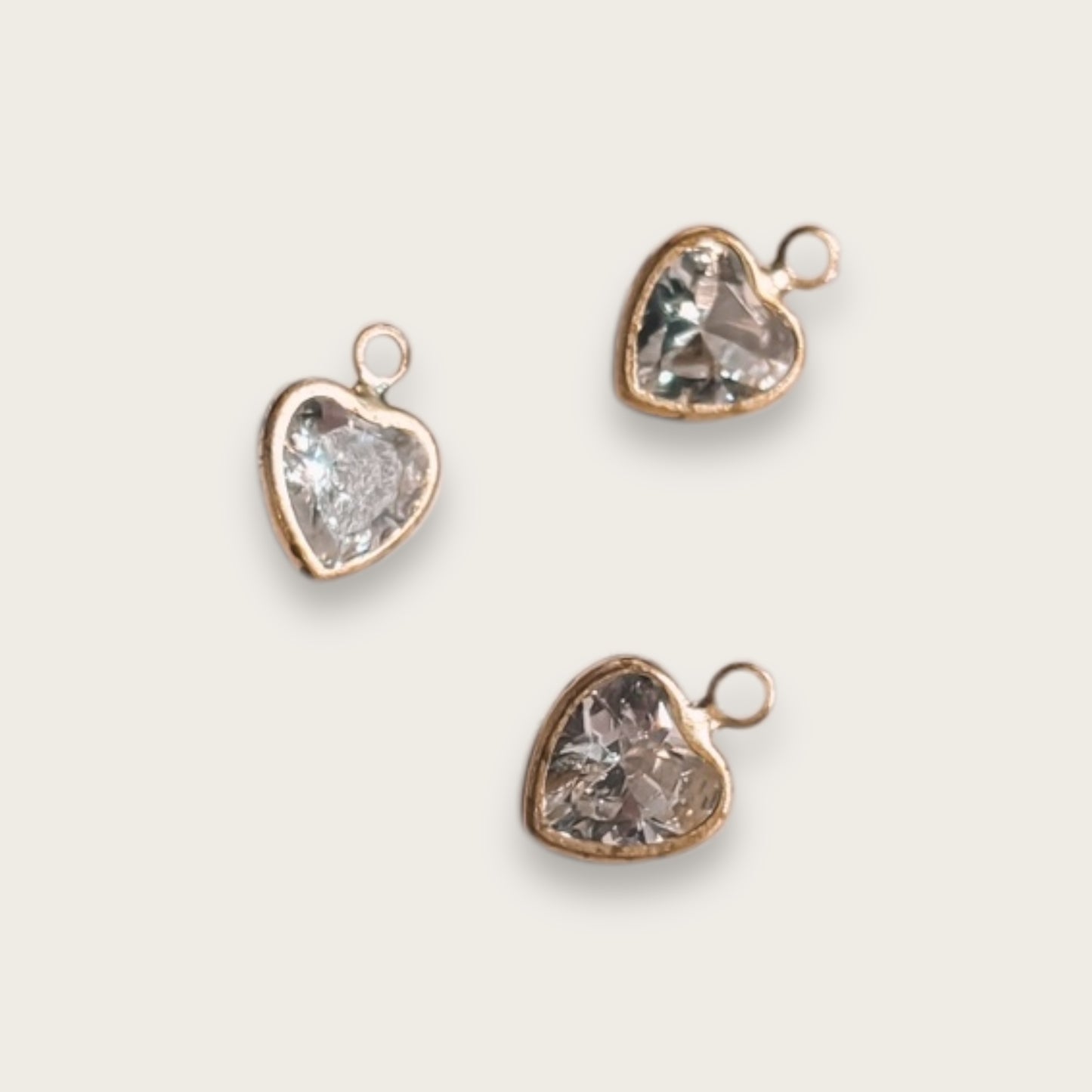 Gem Heart Charm 1pc - Gold Tone