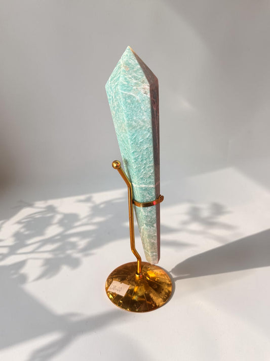 Amazonite Crystal Wand with zodiac stand