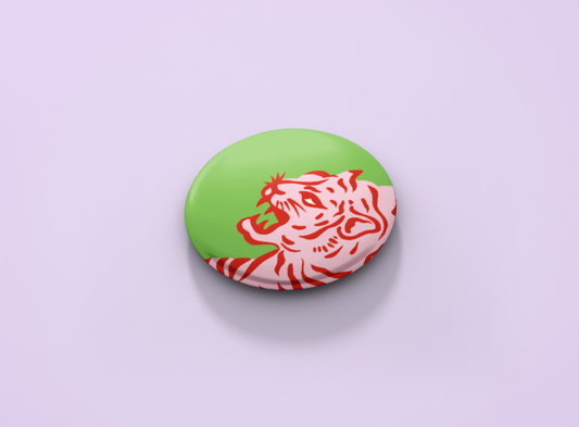 Tiger - Green Button Badge