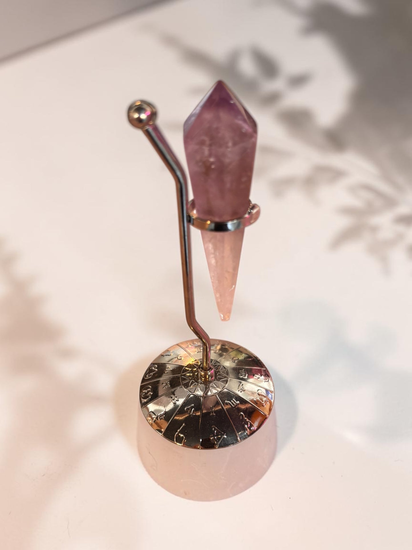 Amethyst Crystal Wand with zodiac stand