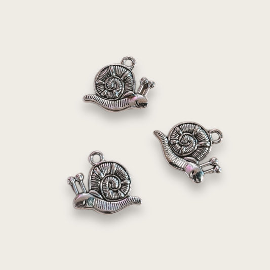 Snail Charm 1pc - Silver Tone