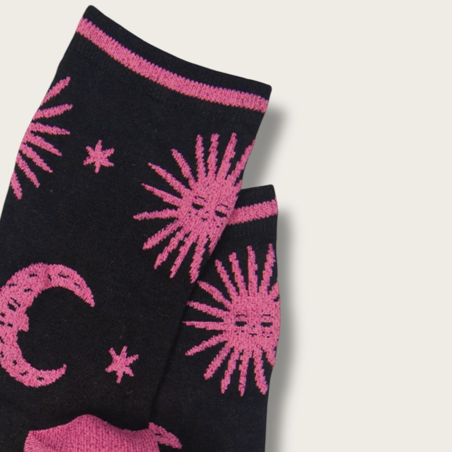 Pink Women's Glitter Celestial Print Bamboo Socks