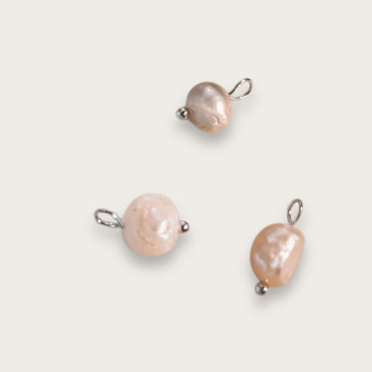 Pearl Charm 1pc - Silver Tone