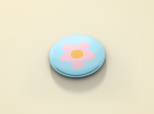 Flower - Blue Button Badge