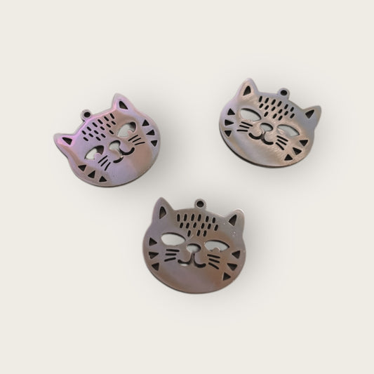 Kitty Charm 1pc - Silver Tone