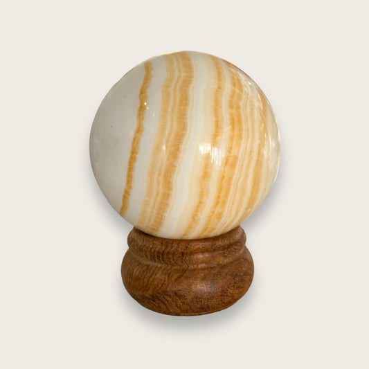 Honey Calcite Sphere With Stand