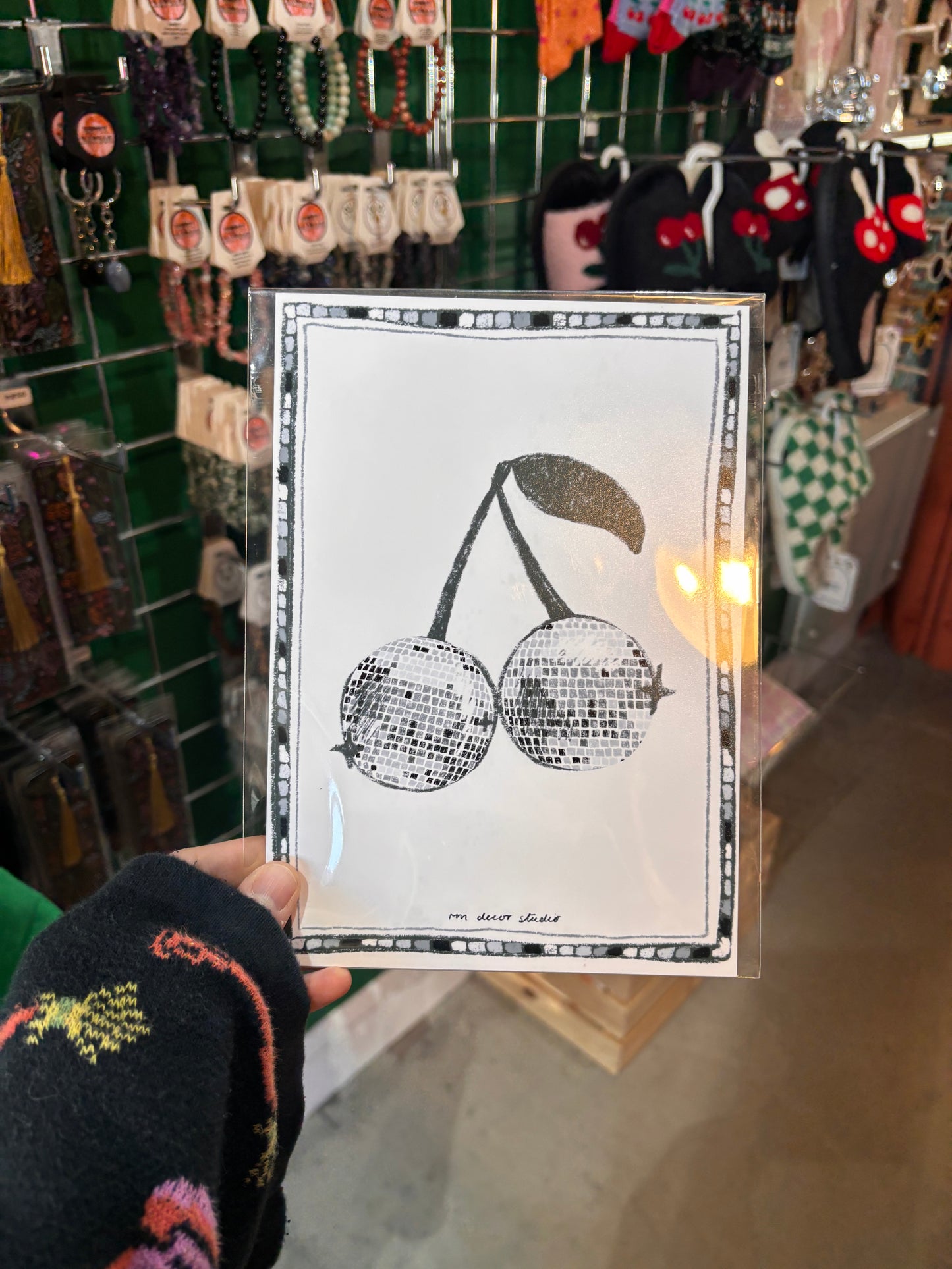 Disco ball cherries A5 Print