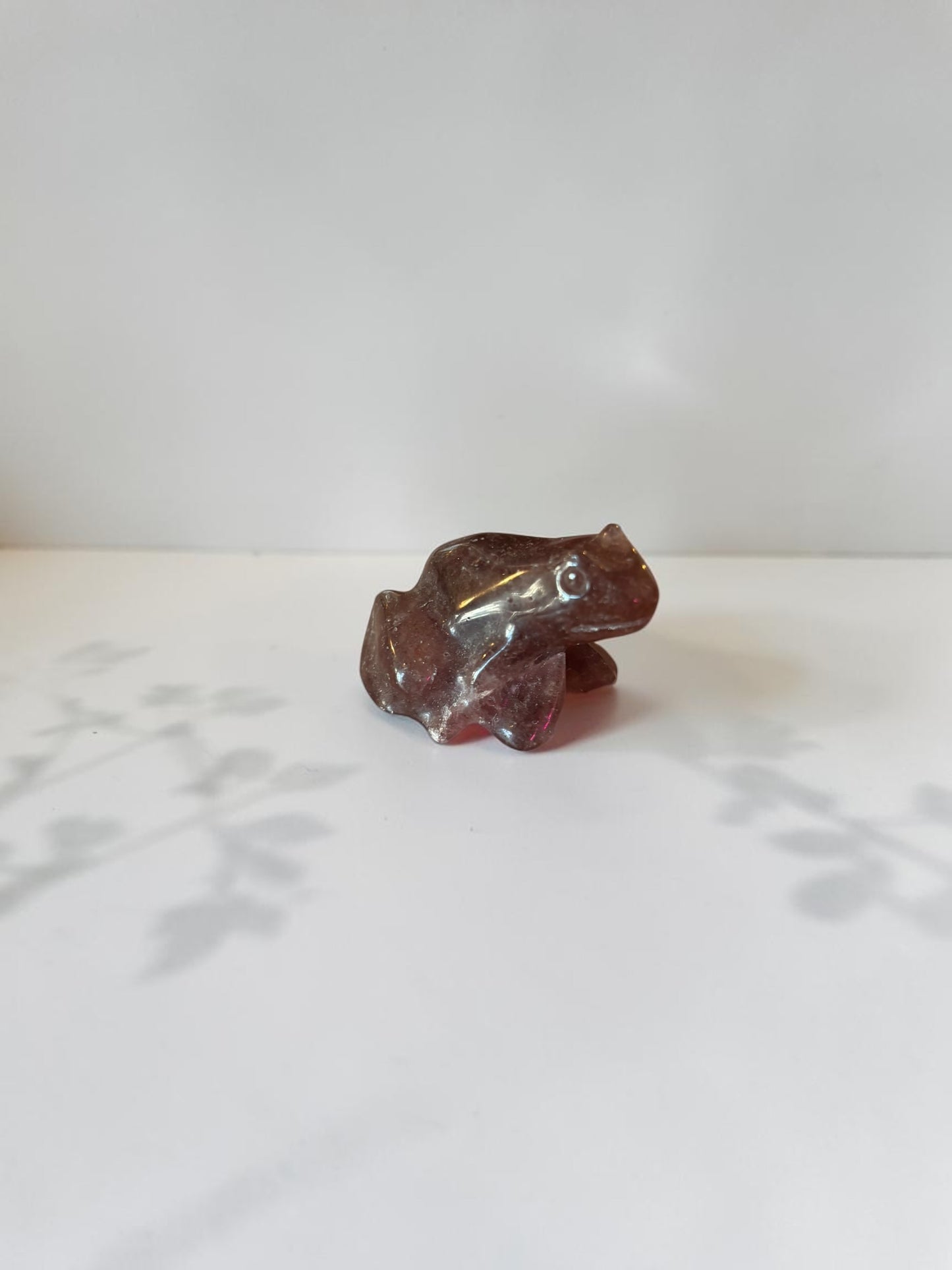 Strawberry Quartz Crystal Frog Carving