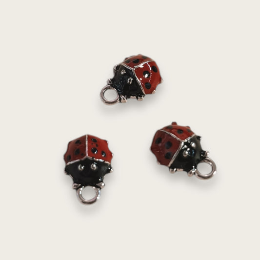 Ladybird Charm 1pc - Silver Tone