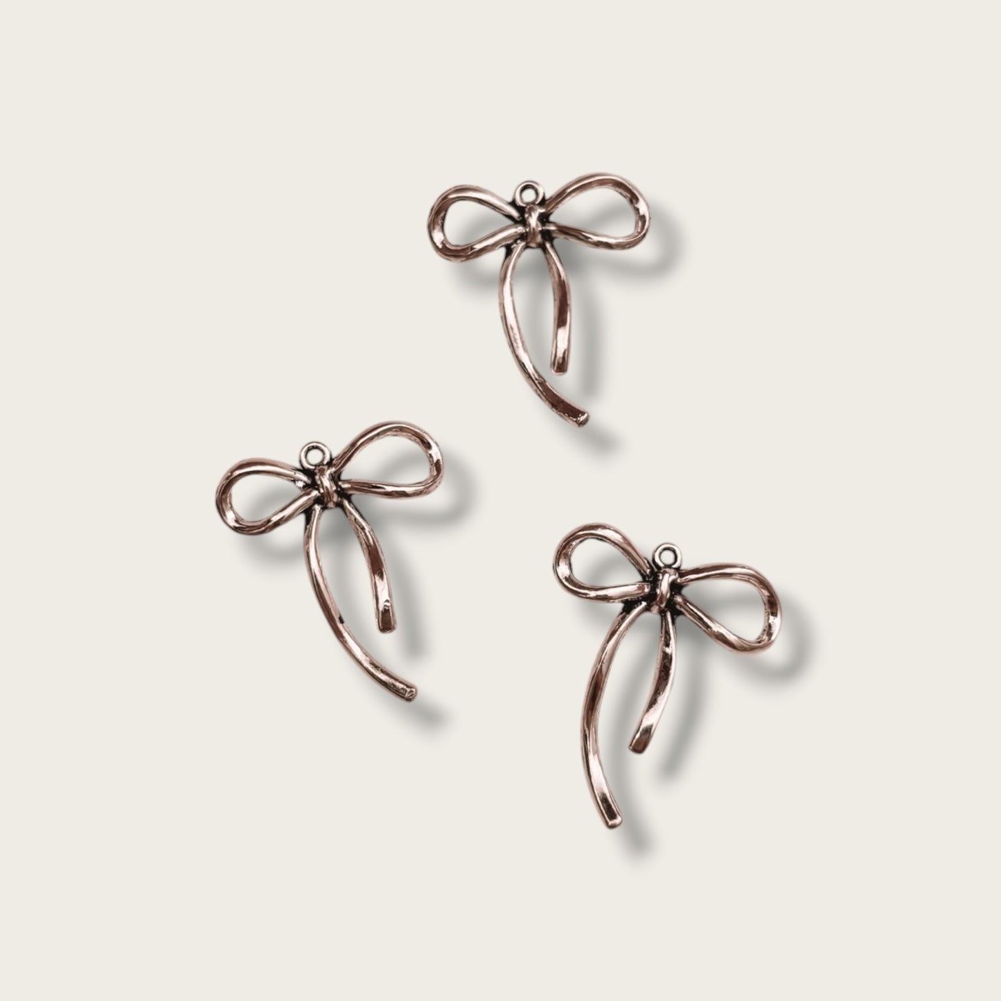 Bow Charm 1pc - Silver Tone