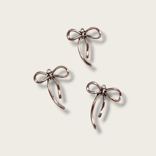 Bow Charm 1pc - Silver Tone