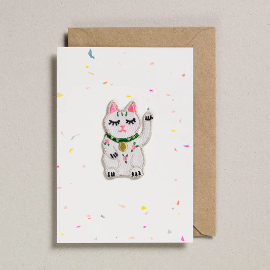 Lucky Cat (Iron On Patch) Greeting Card