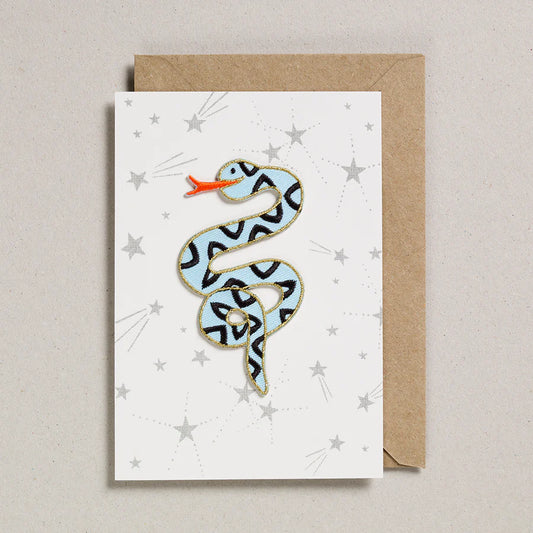 Blue Snake (Iron On Patch) Greeting Card