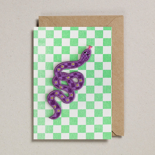 Purple Snake (Iron On Patch) Greeting Card