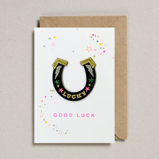 Good Luck Horseshoe (Iron On Patch) Greeting Card