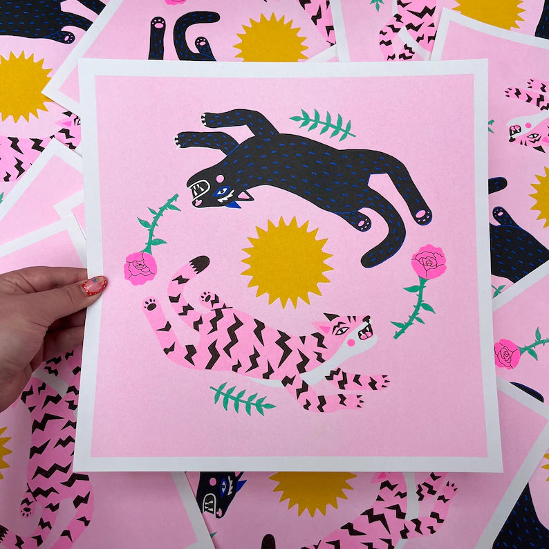 Leaping Cats Print