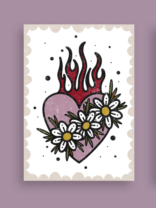 Flaming Heart Postcard