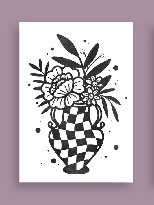Checkerboard Vase Postcard