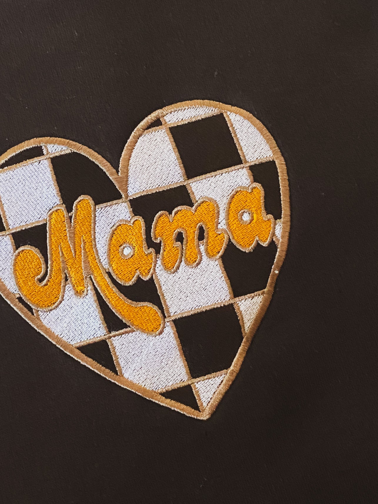 Checkerboard Mama Embroidered Tank