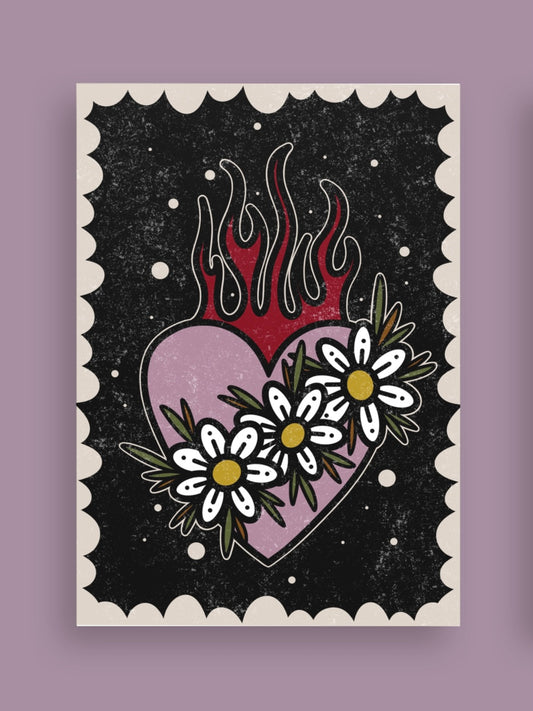 Flaming Heart Postcard