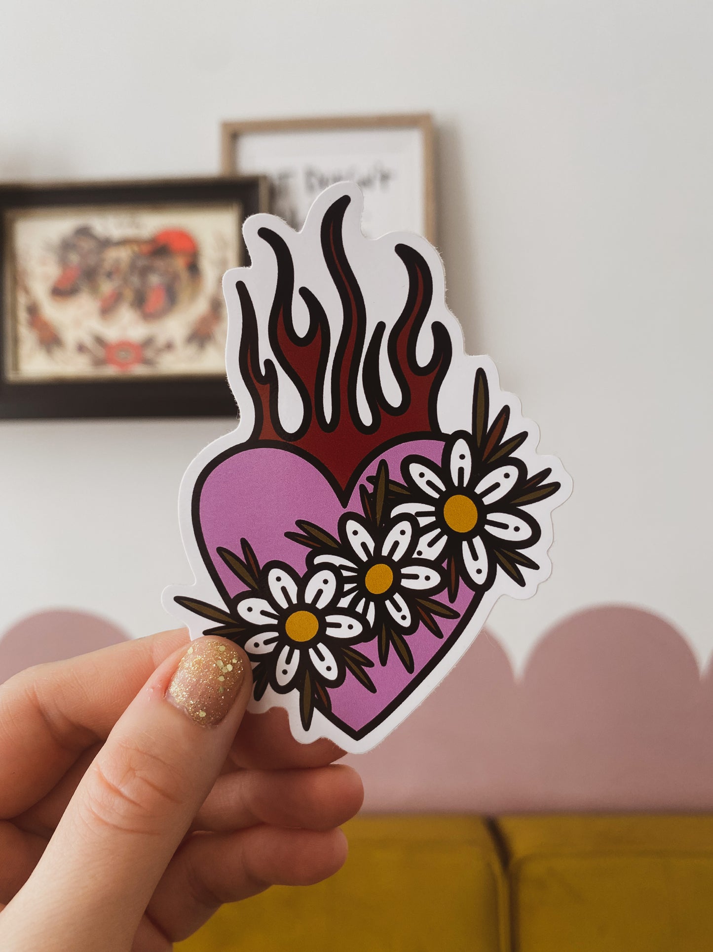 Flaming Heart Sticker