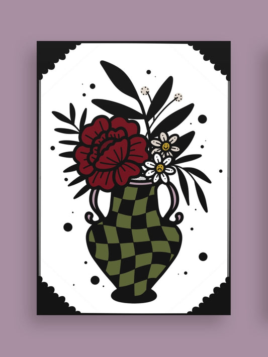Checkerboard Vase Postcard